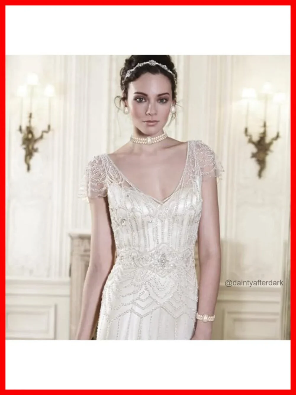 Vintage Inspired Crystal Simulated Pearl Choker Necklace Earrings Bracelet